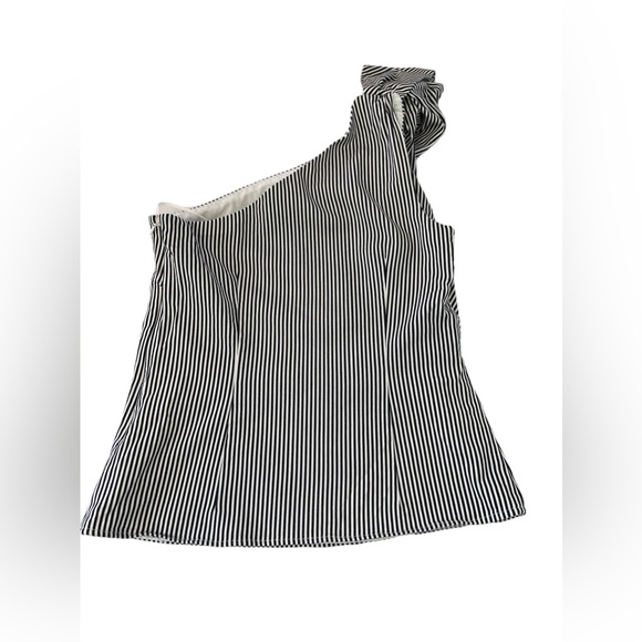 Banna Republic One Shoulder Ruffle Detail Stripped Top Size 0 - Picture 2 of 8